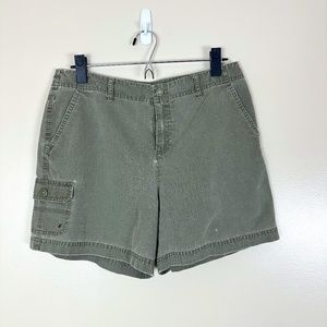 Kate Hill Casual Khaki Army Green Cargo Short 100% Cotton Size 10 Petite